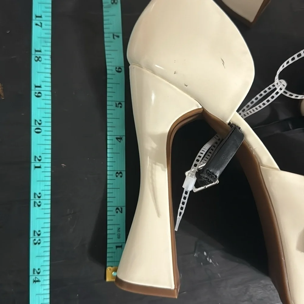 Gianni Bini Cream Platform Sky High Almond Toe Heels